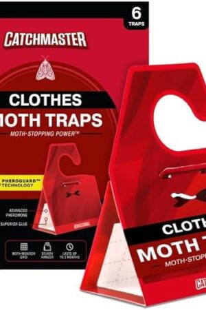 Catchmaster Clothes Moth Traps with Premium PheroGuard Technology – XL, Extra-Strength Glue – Odorless, Kids and Pet Safe – Traps & Eliminates Moths – Protects Clothes, Closets and Wardrobes – 6-Pack