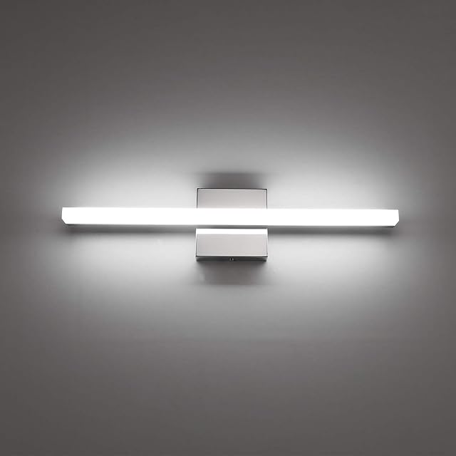 Combuh Modern Bathroom Light Fixtures 16 Inch 9W Chrome Vanity Light Bar Cool White 6000K