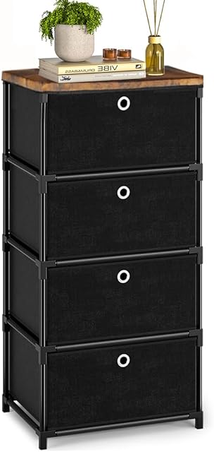 Fabric Storage Drawers Dresser and Chest of Drawers, Small Dresser with Drawers Unit, Sturdy 4 Drawers Dressers for Closet, Fabric Storage Bin Organizer
