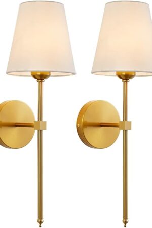 Wall Sconces Sets of 2 Retro Industrial White Fabric Shade