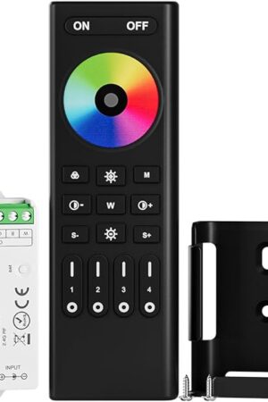 BTF-LIGHTING 5050SMD FCOB COB RGBW RF Remote RC03RFB & C04RF Tuya Controller Kit 4 Zones RF 2.4GHz Wireless Remote Group Control PWM(+ R G B W) 5pin LED Strip DC5V DC12V DC24V