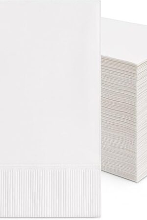 Bell Marque White Dinner Napkin-300 2-Ply White Dinner Napkins, 0.1" Height, 17" width, 15" Length (Pack of 300)