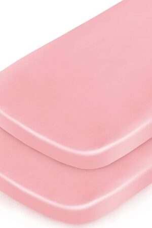 Bassinet Sheets for Baby Girl, Satin Bedside Sleeper Sheets to Fit Mika Micky&Baby Delight&Dream On Me&Baby Joy Bassinet, Bassinet Sheet for Baby Hair (33"x20"x5") Silk Bassinet Sheets, Pink