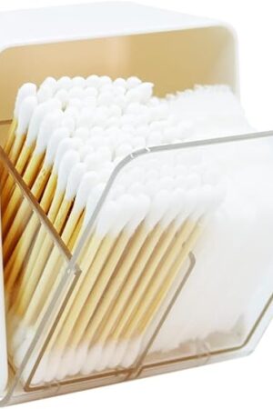 Artilife Bathroom Qtip Holder Canisters for Swabs and Balls, Vanity Countertop Storage Organizer (1 Pack)