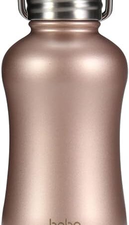 YOHKOH Mini Insulated Water Bottle With Bamboo Lid - 8.8oz Small Vacuum Insulated Water Bottle for Women Kids, 12 Hrs Hot & 24 Hrs Cold Stainless Steel Thermos Leak-Proof BPA-Free (8.8oz,Gold)