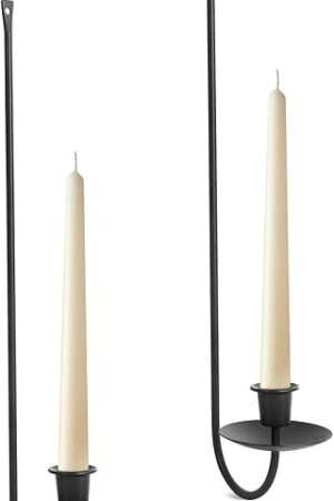 Wall Candle Holder Set of 2, Stylish Black Metal Wall Mount Candle Sconces, Modern Wall Decoration for Living Room, Farmhouse, Fireplace, and Weddings