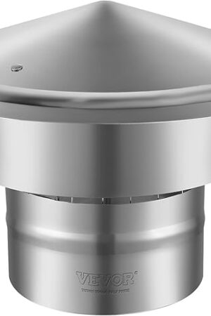 VEVOR 6 inch Chimney Cap (All-Weather Stainless Steel with Reinforced Hardware, Easy Installation Vent Cover for Outdoor Protection)
