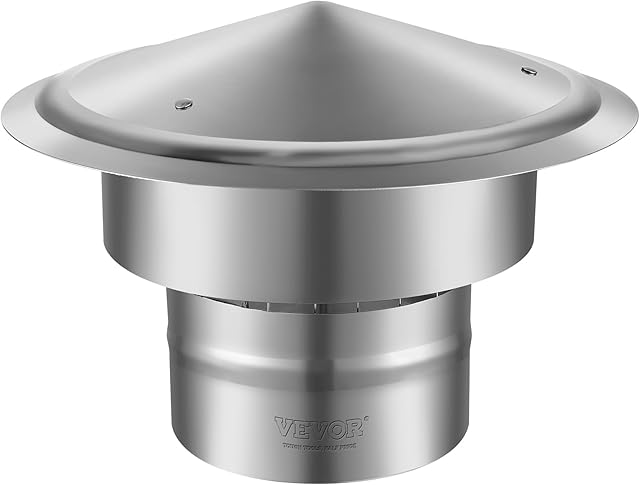 VEVOR 6 inch Chimney Cap (All-Weather Stainless Steel with Reinforced Hardware, Easy Installation Vent Cover for Outdoor Protection)