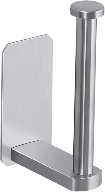 VAEHOLD Toilet Paper Holder Self Adhesive Kitchen Washroom Adhesive Toilet Roll Holder No Drilling for Bathroom Stick on Wall Stainless Steel Brushed