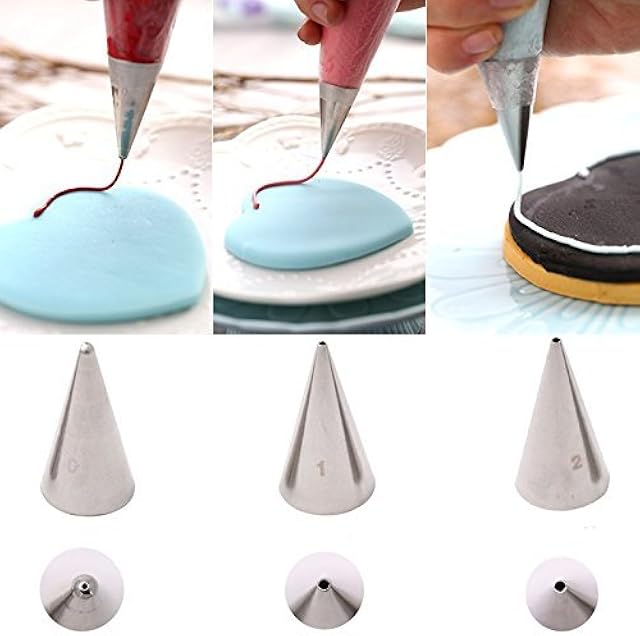 3-Piece Extra-Fine CAKE DECORATING TIPS SET¨C Meringue Icing Tips Piping Nozzles ¨C 3 Size Stainless Steel Icing Tips - for easy cake cupcake dessert cookies decorating