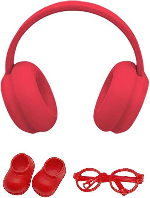 The 17cm Doll Headphones, Shoes and Glasses, Designer Clothes Decorative Set, 3D Printed Gift Outfit Gear Available in Black, Red, White, No Doll(RED)