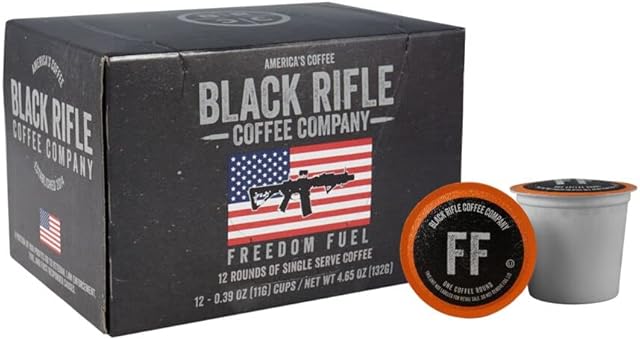 Black Rifle Coffee Company Dark Roast K Cups - Single Serve K Cups Coffee Pods - Kcup Pods Compatible with Keurig 1.0 & 2.0 - Made from Pure Arabica Beans (Freedom Fuel, 12 Count)
