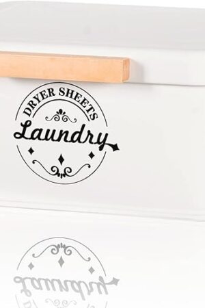 Dryer Sheet Holder with Hinged Lid for Laundry Room Organization. Metal Dryer Sheet Dispenser Container, Farmhouse Laundry Room Decor and Accessories for Dryer Sheets Holder, Cream