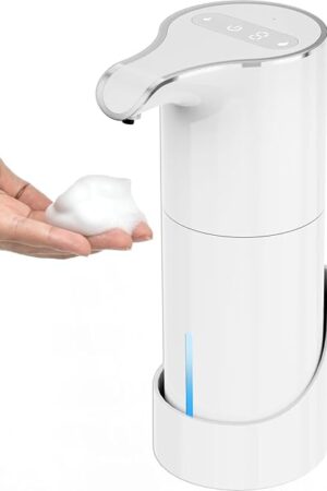 YIKHOM Automatic Foaming Soap Dispenser, Digital Display Wall Mounted 7 Adjustable Volume Control, Touchless Hands Free Auto Dispenser for Kitchen, Bathroom,15.3 oz/450mL