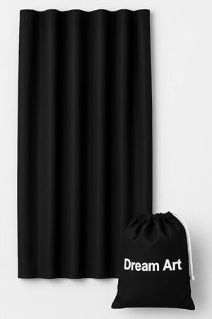 DREAM ART Anywhere Portable Blackout Curtain/Adjustable Blackout Shades/Temporary Blackout Blinds with Suction Cups for Nursery,Children Kids Bedroom or Travel Use,Black,1 pc W51xL71Inch(130X180cm)