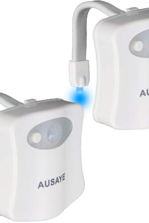 AUSAYE 2 Pack Toilet Light 8 Color Change Led Lamp, Motion Sensor Toilet Bowl Night Lights, Bathroom Night Light Birthday Day Gifts for Mom Dad Kids Women