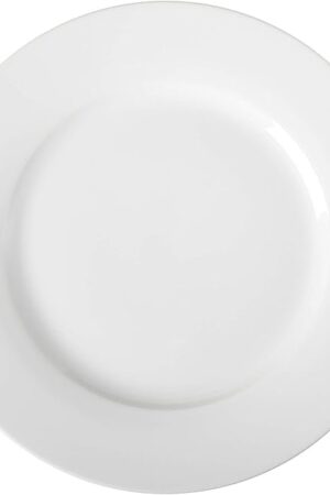 Amazon Basics 6-Piece White Dinner Plate Set, 10.5 inches