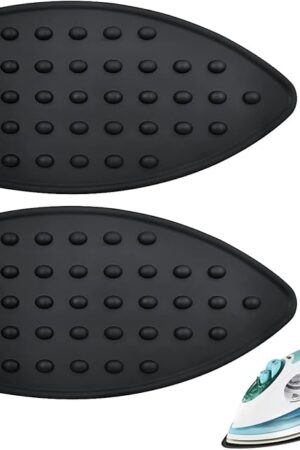 yuntop 2 Pcs Silicone Iron Rest Pads Multipurpose Iron Hot Resistant Mat Protective Pads for Ironing Board, Flat Irons, Curling Irons (Black)