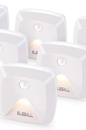 6-Pack Stick-on Motion Sensor Lights, Warm White LED Night Light, Stick-Anywhere Stair Lights, Closet Light, Battery Operated Wall Light for Kitchen, Hallway, Bedroom, Bathroom, Stairs