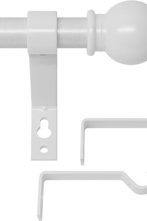 White Curtain Rods for Windows 28 to 48 Inch, Heavy Duty Curtain Rod Set with Brackets, Decorative Adjustable Curtain Rods for Bedroom, Living Room, 5/8" Metal Drapery Rod