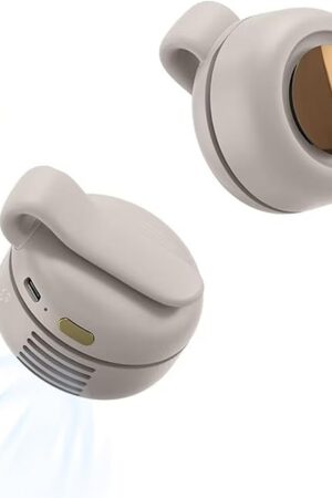 YAKINI Small Clip On Fan for Shirt, Portable Silent Mini Bladeless Electric Fans, 3-Speed Portable Mini Bladeless Fan Clip On, Slicent Light Waist Fans(White)