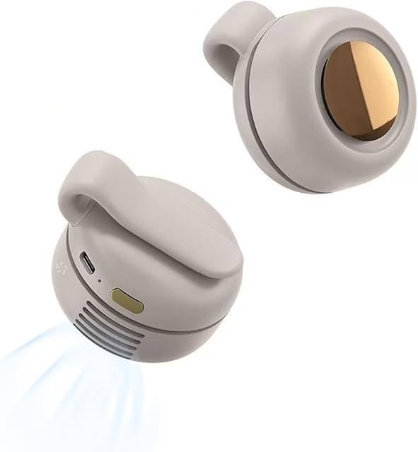 YAKINI Small Clip On Fan for Shirt, Portable Silent Mini Bladeless Electric Fans, 3-Speed Portable Mini Bladeless Fan Clip On, Slicent Light Waist Fans(White)