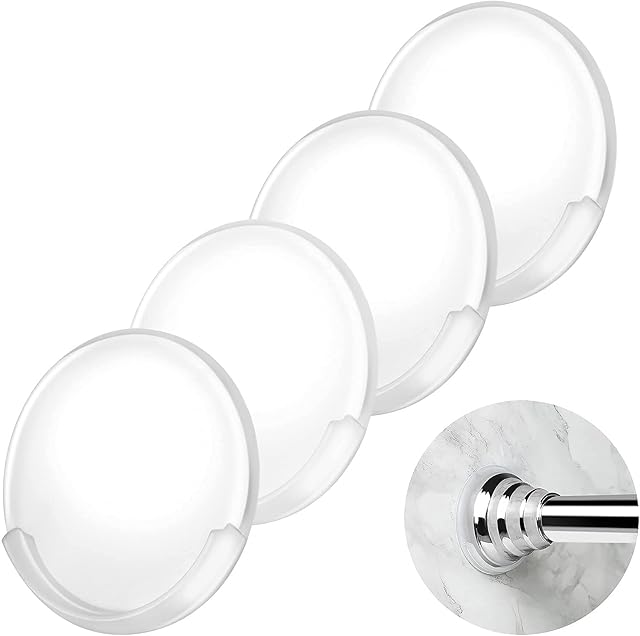 Adhesive Shower Curtain Rod Holder,No Slippage Wall Mount Retainer of Shower Rod for bathroom,Heavy Duty Tension Rod brackets No Drilling(Shower Curtain Rod Not Included) (4 Pack)