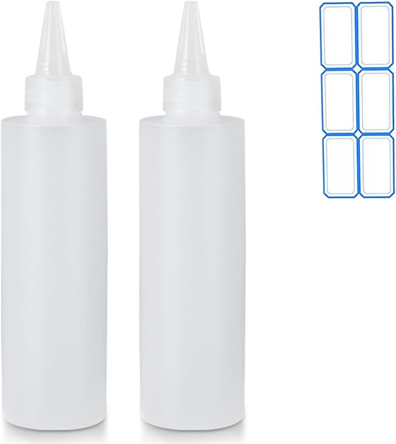 2 Pack 10 Oz (300ml) Condiment Squeeze Bottles, Leak Proof Refillable Condiment Container for Kitchen Use