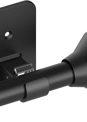 Curtain Rods No Drilling for Windows 32 to 45 Inch, 5/8 Inch Telescoping Adjustable Black Curtain Rod with Adhesive Holders, Renter Friendly for Bedroom Kitchen Apartment(32"-45")