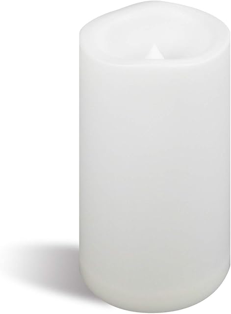 CANDLE CHOICE Waterproof Outdoor Battery Operated Flameless Candle with Timer Large Plastic Resin Bright Flickering Electric LED Pillar Lantern Patio Garden Wedding Christmas Decorations 4?(D) x6?(H)