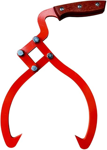 Wood Handle 2 Claw Skidding Tongs Non-Slip Grip, Log Lifting, Handling, Dragging & Carrying Tool (12 in)