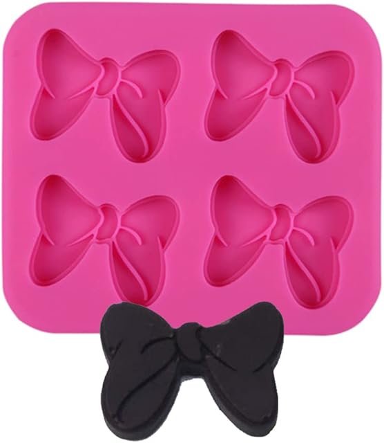 Cestony 4-Hole 1 PC Mouse Bows Cartoon Butterfly Tie for DIY Cake Fondant Baking Cookies Tray 3D Chocolates Hard Candies Desserts Drop Glue Decor Silicone Mold Tool