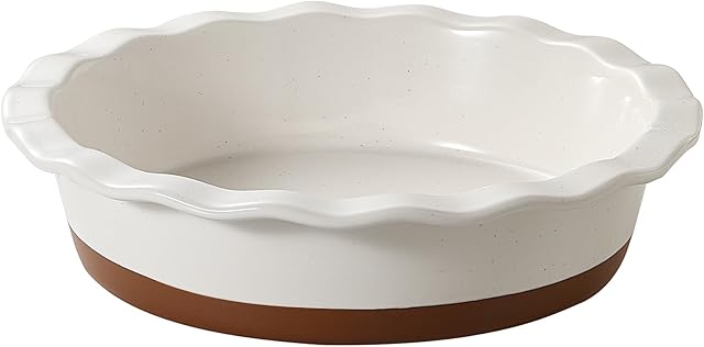 DOWAN Deep Pie Pan for Baking, 9 Inch Round Baking Dish Non-Stick with Ruffled Edge, Ceramic Pie Plate 56 OZ Pie Dish for Quiche, Tart, Apple Pies, Pot Pies, Oven Safe Dish, Alabaster White