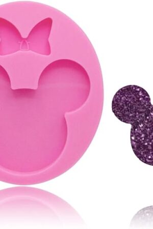 Cute Mouse Head Bow Silicone Mold for DIY Chocolate Candy Pudding Gum Paste Cupcake Cake Topper Decoration Desserts Jelly Shots Handmade Ice Cream Ice Cube Crystal Soap Mould Fondant Mold