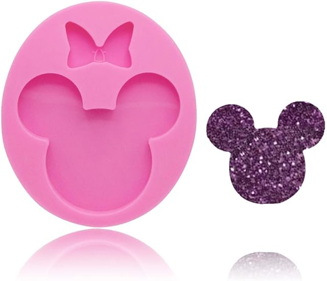 Cute Mouse Head Bow Silicone Mold for DIY Chocolate Candy Pudding Gum Paste Cupcake Cake Topper Decoration Desserts Jelly Shots Handmade Ice Cream Ice Cube Crystal Soap Mould Fondant Mold