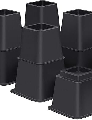 Bed Risers 8 inch Heavy Duty,Elevation in Heights 3, 5, 8 Inch，Adjustable Furniture Risers for Chair Table and Desk Legs Lifting (6 Pack,Black)
