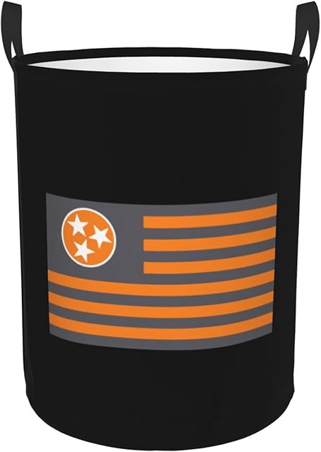 Tennessee Tri-Star Large Laundry Basket for Bathroom, Bedroom, Dorm, Waterproof, Collapsible Round Clothes Basket Freestanding Laundry Hamper
