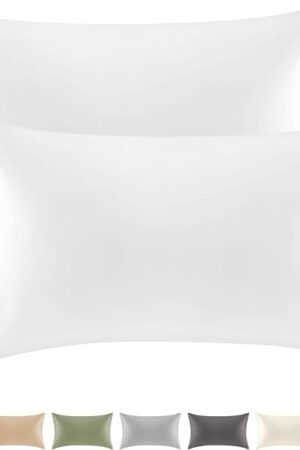 Warmstar 100% Organic Cotton White Pillow Cases Set of 2, Pillow Cases Queen Size Satin Weave Soft Hypoallergenic GOTS Certified Pillowcases Breathable Envelope Pillowcass,20x30 Inches