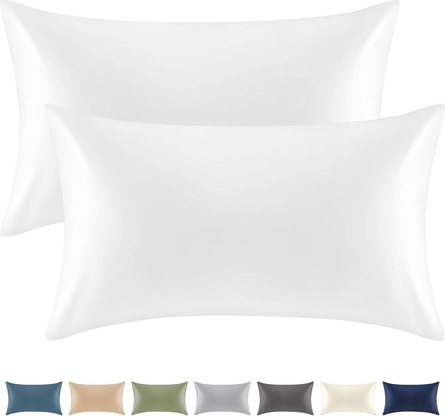 Warmstar 100% Organic Cotton White Pillow Cases Set of 2, Pillow Cases Queen Size Satin Weave Soft Hypoallergenic GOTS Certified Pillowcases Breathable Envelope Pillowcass,20x30 Inches