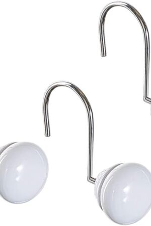 Creative Scents White Shower Curtain Hooks - Set of 12 Shower Curtain Rings for Bathroom Shower Rod - Decorative Shower Hooks for Shower Curtain - White Bathroom Accessories