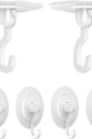 Adhesive Hanging Hooks Wall Ceiling Hook:Heavy Duty No Drill 3Ibs Self Stick for Plants Door Lights Towel Shower Bathroom Key Small Bag Pictures Decorative Hanger Clothes Hat Damage Free White 6PC