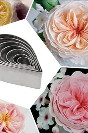 BT02 7pcs/set Stainless Steel Rose Petal Cake Cookie Cutter Mold Pastry Baking Mould Tear Drop Cutter Set