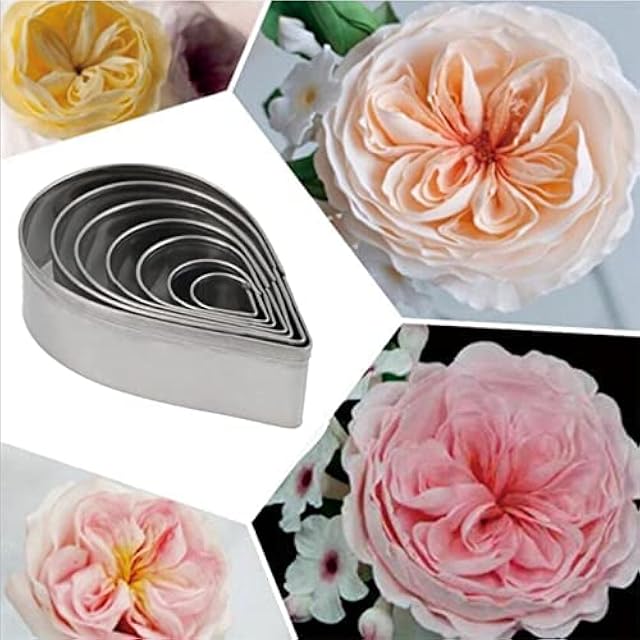 BT02 7pcs/set Stainless Steel Rose Petal Cake Cookie Cutter Mold Pastry Baking Mould Tear Drop Cutter Set