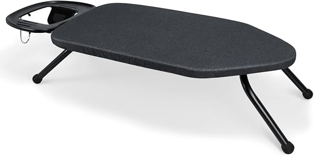 Duwee 14"x25" Table Top Ironing Board with Thicken Felt Padding, Metallic Cover, Solid Iron Rest (Black)