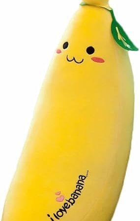 zhidiloveyou Banana Plush Pillow Stuffed Banana Plushie Cute Fruit Toy for Kids, 13.7 inch
