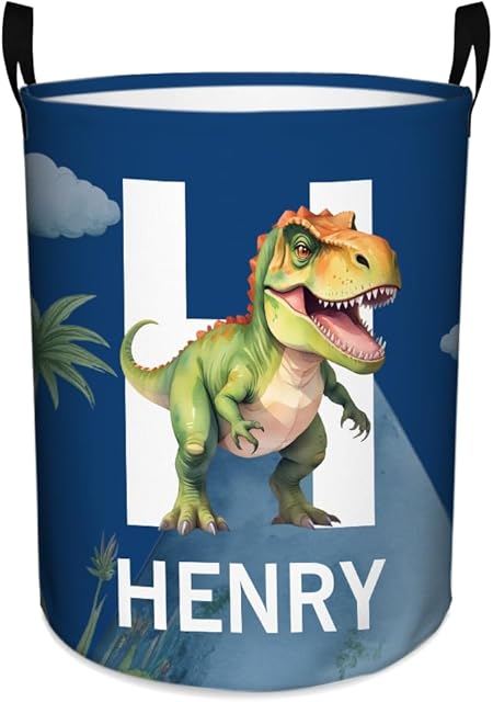 Custom Dinosaur Laundry Basket for Kids Personalized Waterproof Name Laundry Hamper with Handle Christmas Gift for Kids