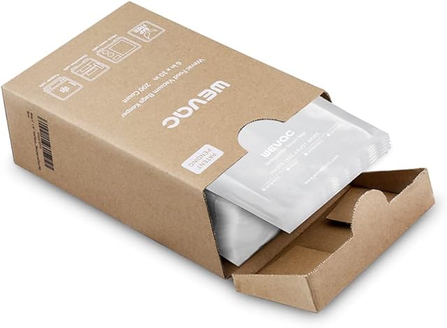 Wevac 6? x 10? 200 Count Food Vacuum Sealer Bags Keeper, PreCut Pint, Ideal for Food Saver, BPA Free, Commercial Grade, Great for storage, meal prep and Sous Vide