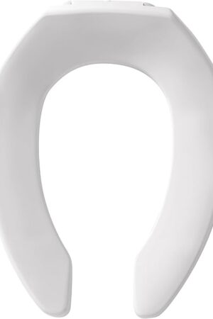 BEMIS 1955CT Commercial Open Front Plastic Toilet Seat, Heavy Duty Industrial Seat without Lid, Secure Installation for Long Lasting Use, Made in USA, Elongated, White