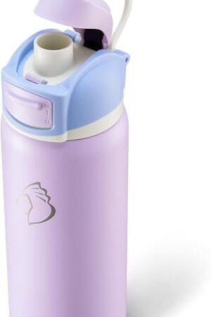 BUZIO 32 oz Insulated Water Bottle - Stainless Steel with Chug Cap, Leakproof Locking Lid, Carry Loop, Wide Mouth, Dishwasher Safe, Gym Sports Travel Work Outdoors, Gifts for Women & Men, Light Purple