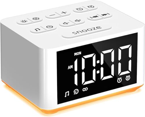 ?3 in 1】 Sound Machine Dual Alarm Clock Night Light White Noise Machine 27 Sleeping Sounds for Adults Kids Precise 32 Level Volume Sleep Timer Memory Function Digital Clock with 30 Wake Up Sounds